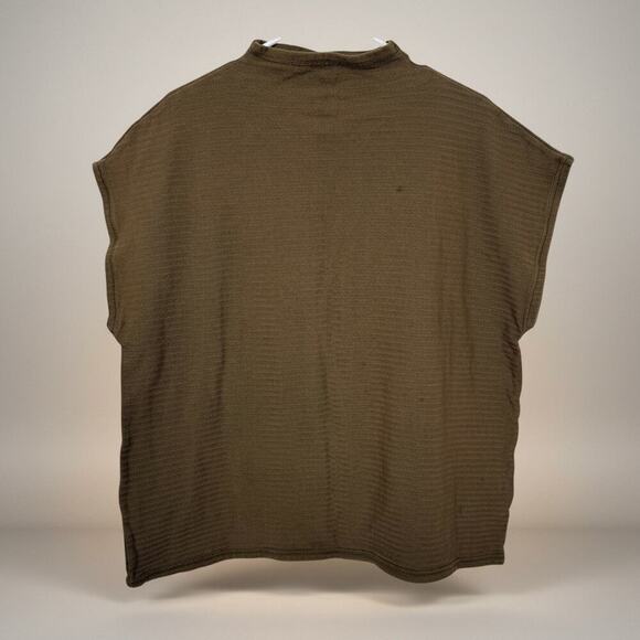 Madewell Tops - Madewell Boxy Textured Olive Green Mock Neck Top Size Large GUC